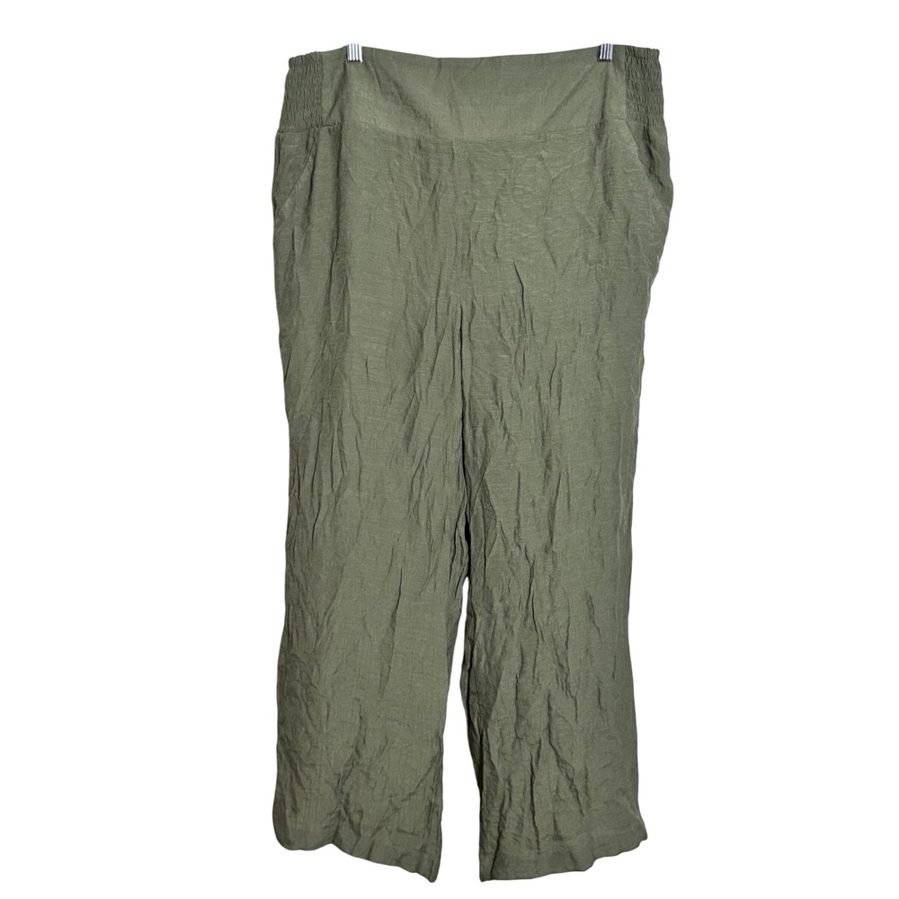 Nanette Lepore Woman Wide Leg Cropped Pants‎ 1X Prairie Sage Green NWT